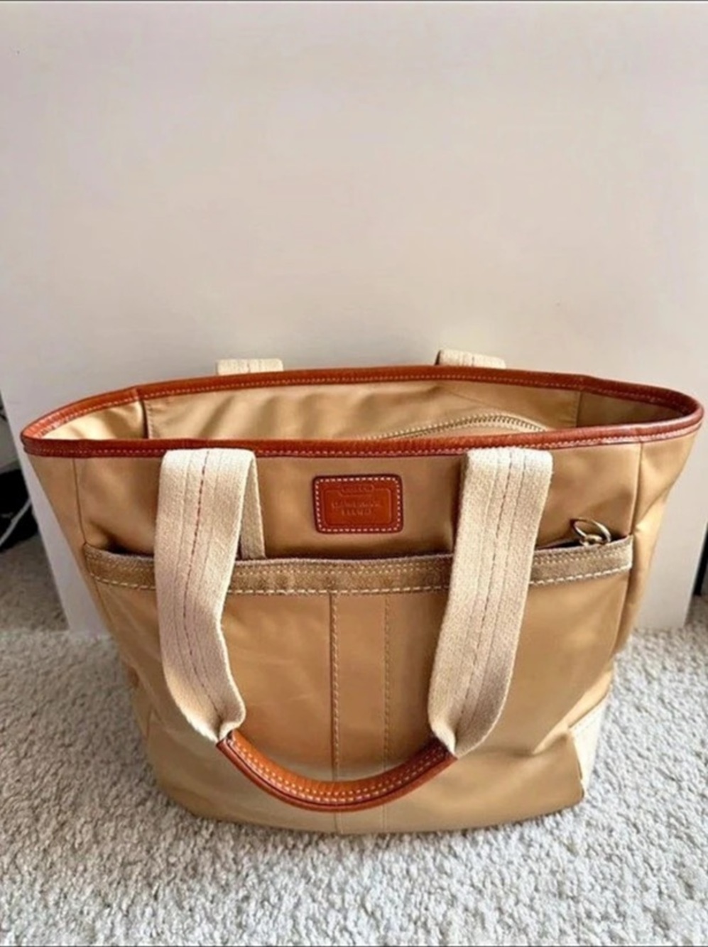 Coach Canvas Tote in Brown & Beige